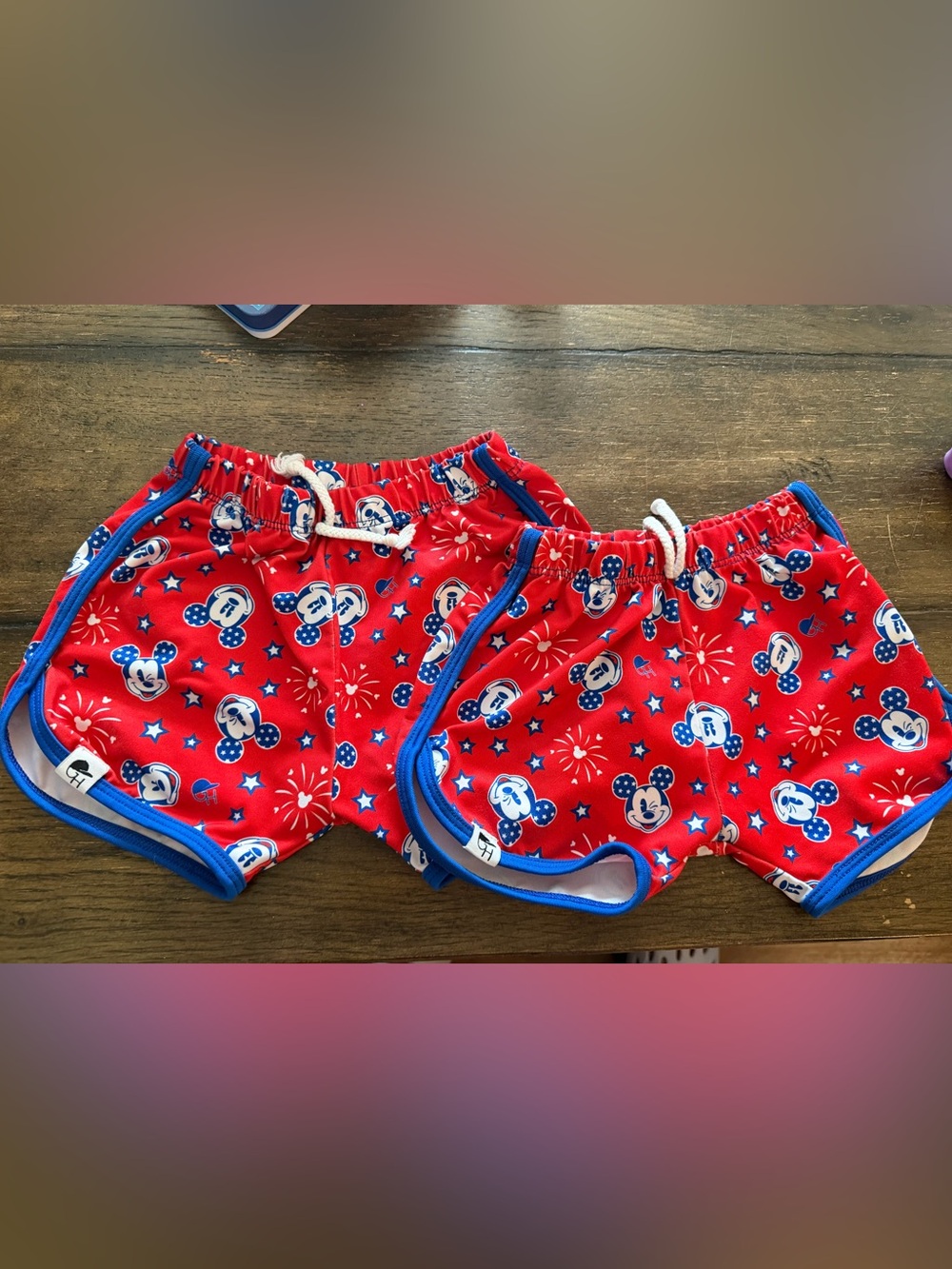 George Hats Red and Blue Mickey Print Shorts